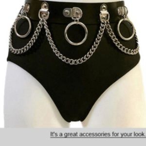 Leather metal chain belt